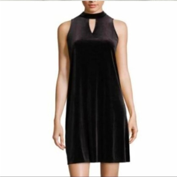 WORTHINGTON Black Velvet Velour Keyhole Dress Sleeveless Cocktail Dress size S - Picture 1 of 9